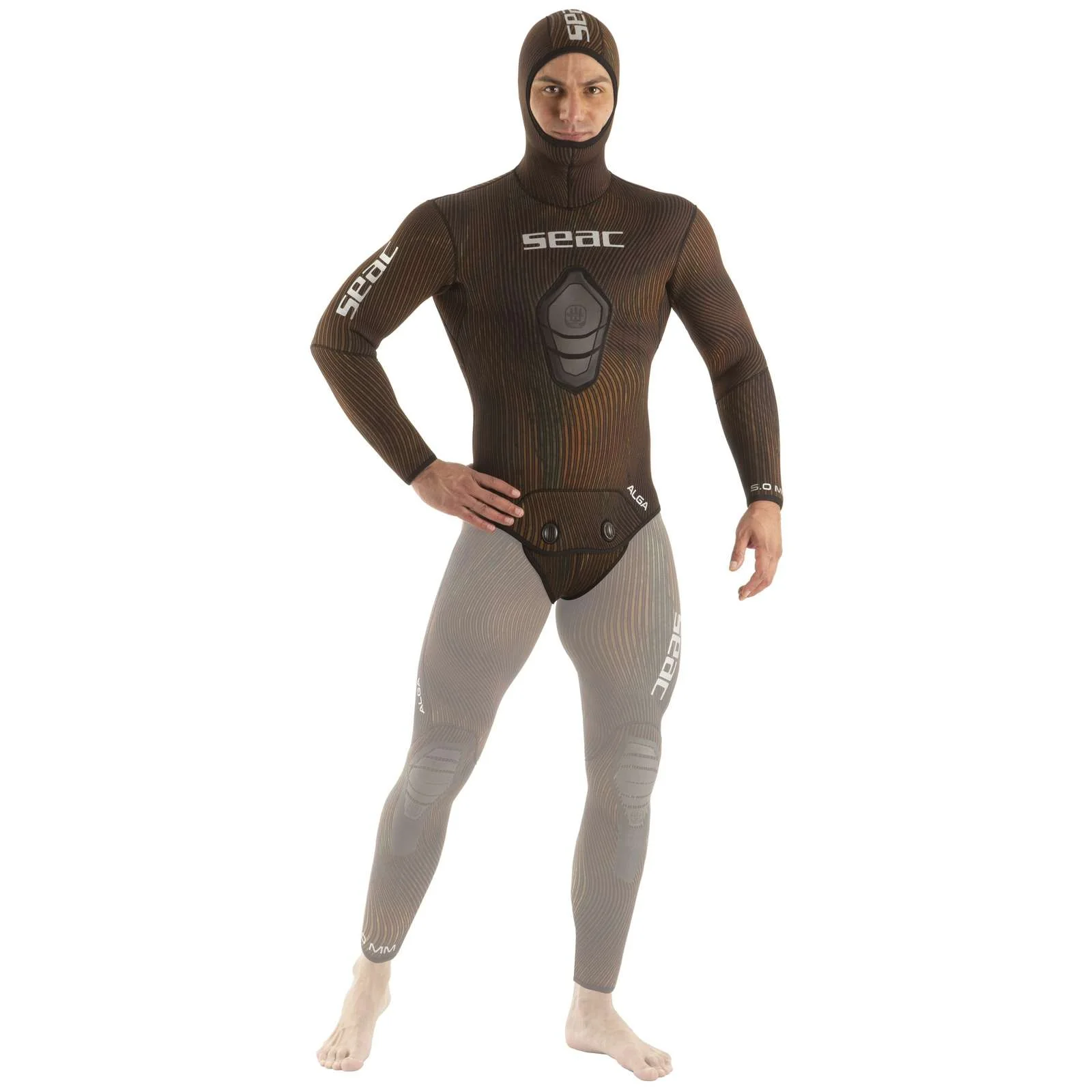 Chaqueta de neopreno Alga Hombre 5mm Marrón S Seac 1-161-S