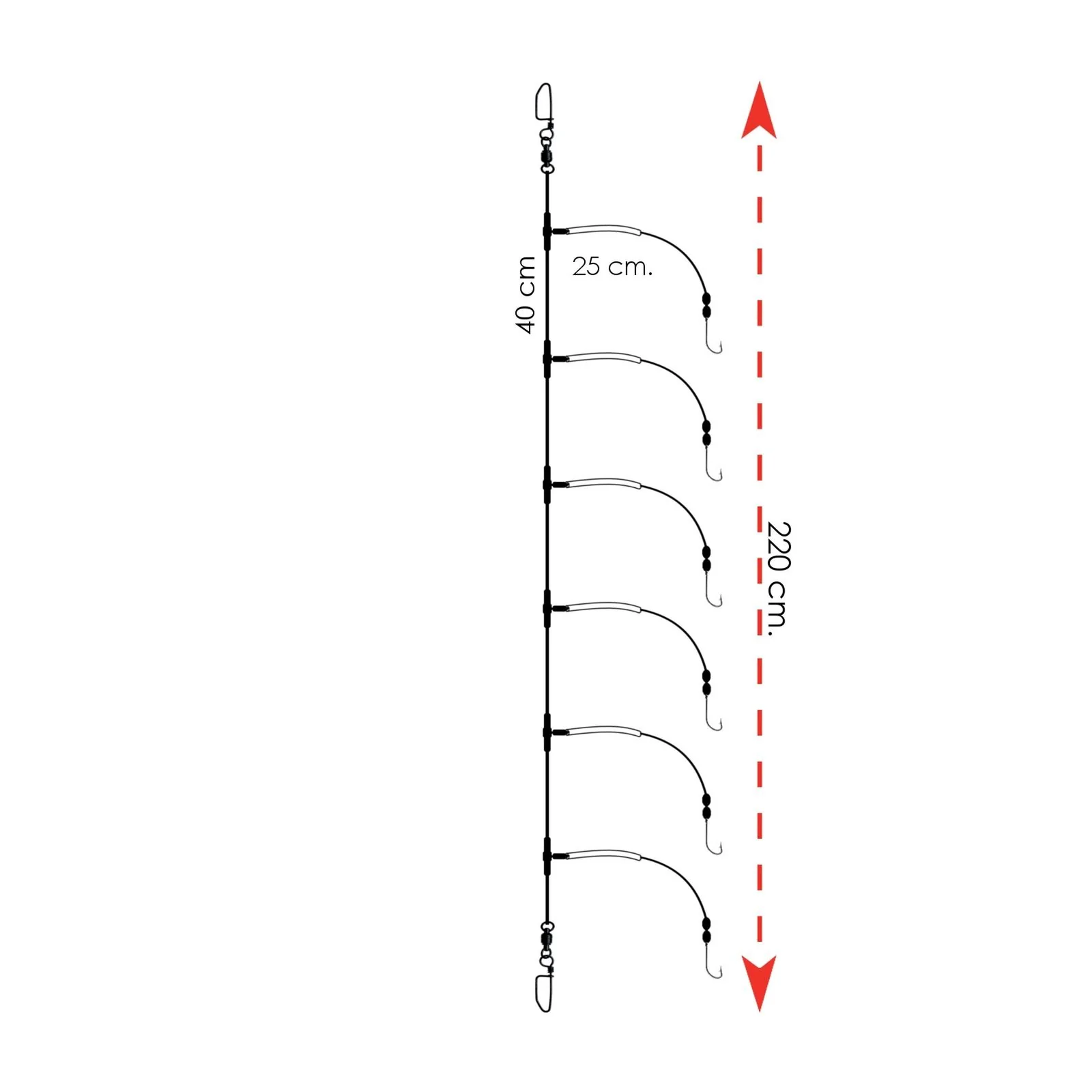 Armadura de Bolentino profundo Carrete EVA 0,80-0,50 Anzuelo 2 Expert Predator 19420